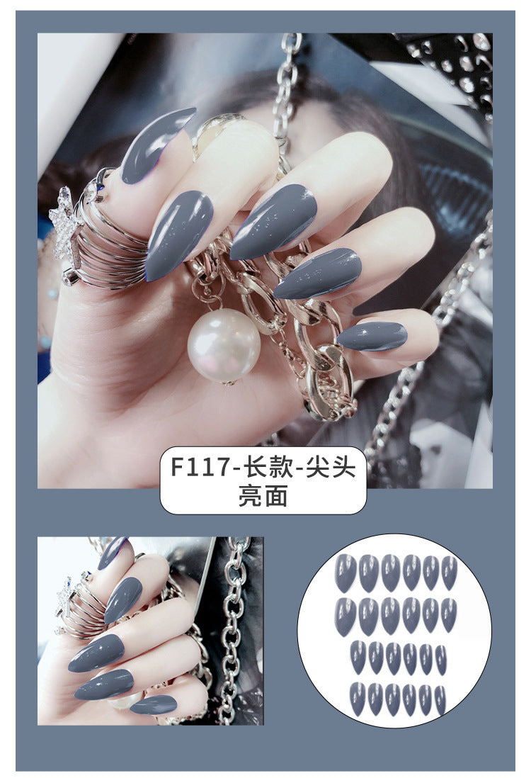 Fashion  nail Internet Celebrity Fake Nail Patch Wear Armor Finished Product Nail Tip Nail Stickers Disassembly Nail Patch Nail Stickers Solid Color Finger