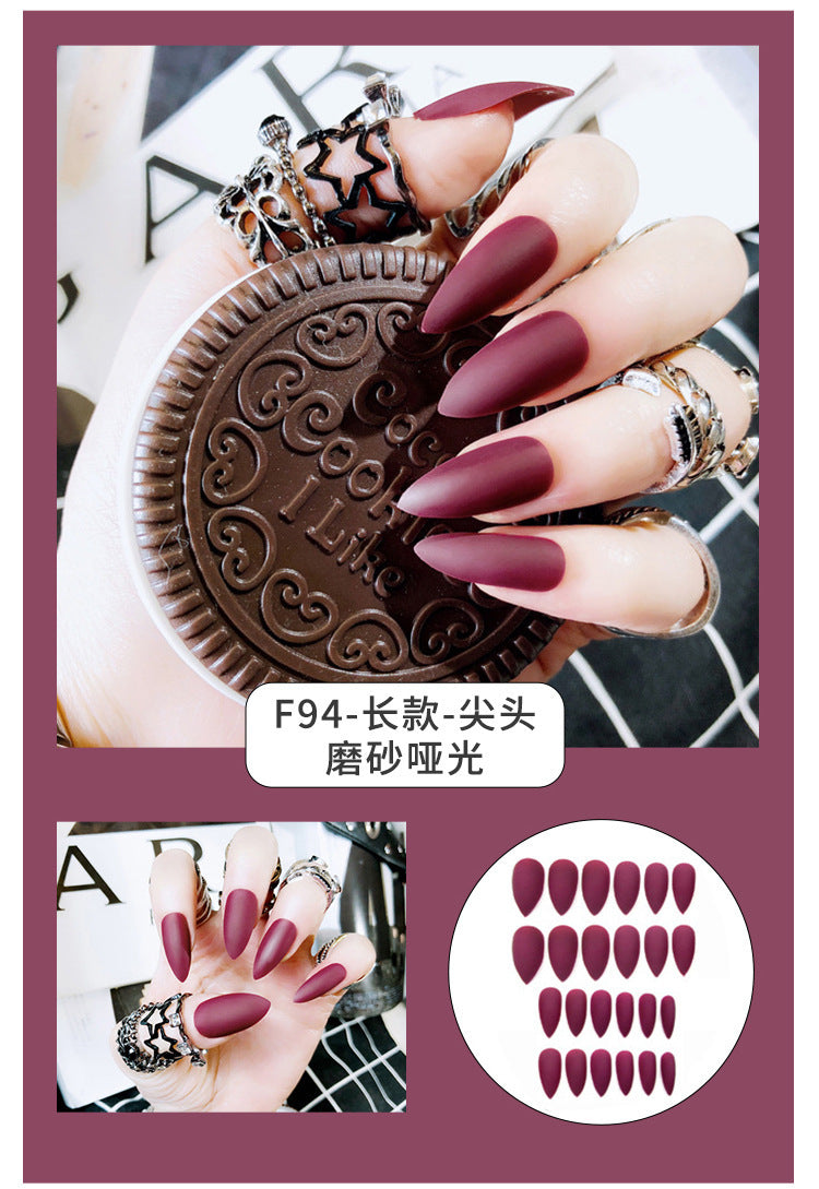 Fashion  nail Internet Celebrity Fake Nail Patch Wear Armor Finished Product Nail Tip Nail Stickers Disassembly Nail Patch Nail Stickers Solid Color Finger