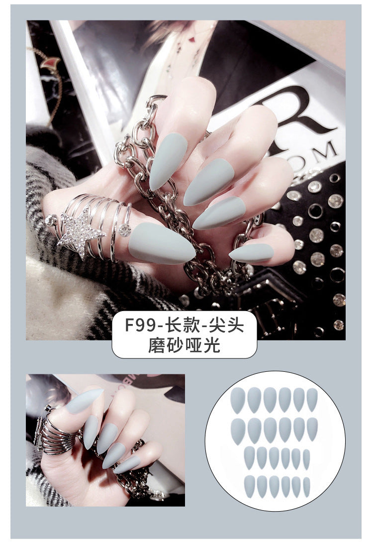 Fashion  nail Internet Celebrity Fake Nail Patch Wear Armor Finished Product Nail Tip Nail Stickers Disassembly Nail Patch Nail Stickers Solid Color Finger