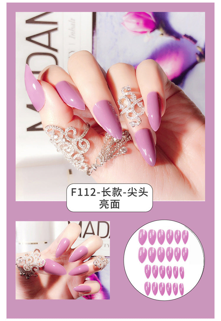 Fashion  nail Internet Celebrity Fake Nail Patch Wear Armor Finished Product Nail Tip Nail Stickers Disassembly Nail Patch Nail Stickers Solid Color Finger