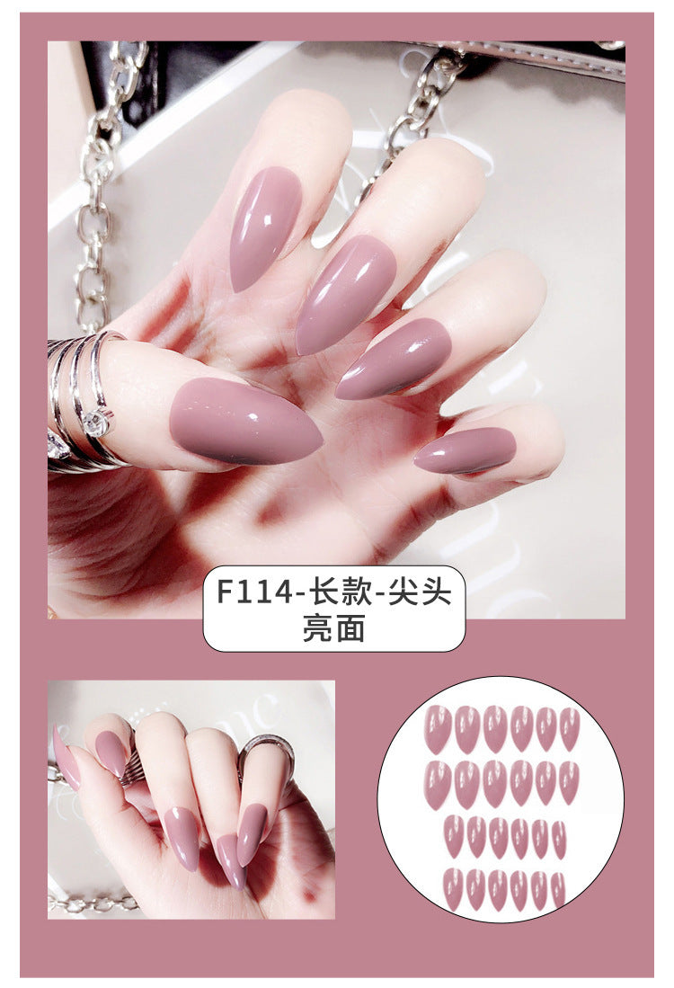 Fashion  nail Internet Celebrity Fake Nail Patch Wear Armor Finished Product Nail Tip Nail Stickers Disassembly Nail Patch Nail Stickers Solid Color Finger