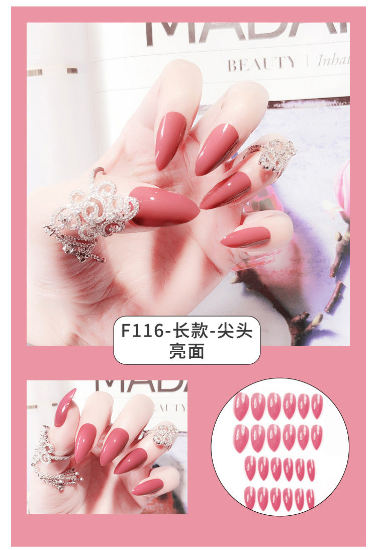 Fashion  nail Internet Celebrity Fake Nail Patch Wear Armor Finished Product Nail Tip Nail Stickers Disassembly Nail Patch Nail Stickers Solid Color Finger