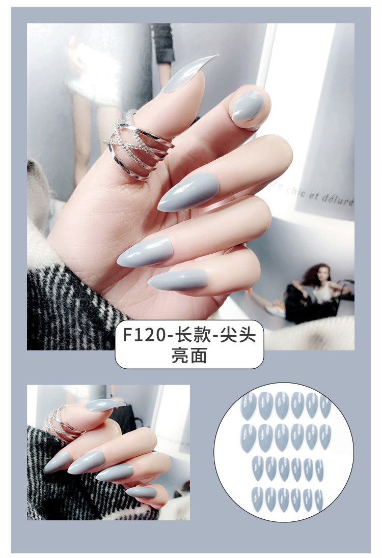 Fashion  nail Internet Celebrity Fake Nail Patch Wear Armor Finished Product Nail Tip Nail Stickers Disassembly Nail Patch Nail Stickers Solid Color Finger