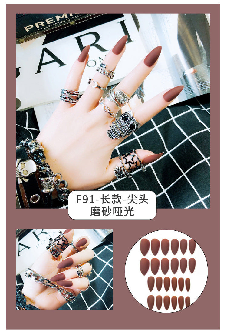 Fashion  nail Internet Celebrity Fake Nail Patch Wear Armor Finished Product Nail Tip Nail Stickers Disassembly Nail Patch Nail Stickers Solid Color Finger