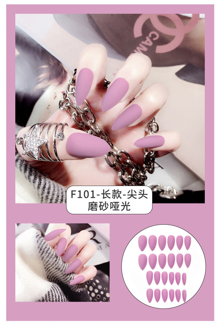 Fashion  nail Internet Celebrity Fake Nail Patch Wear Armor Finished Product Nail Tip Nail Stickers Disassembly Nail Patch Nail Stickers Solid Color Finger