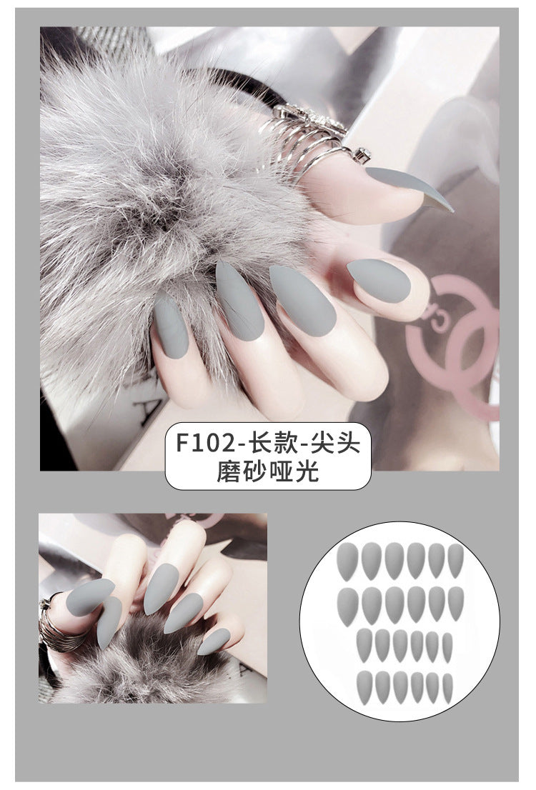 Fashion  nail Internet Celebrity Fake Nail Patch Wear Armor Finished Product Nail Tip Nail Stickers Disassembly Nail Patch Nail Stickers Solid Color Finger
