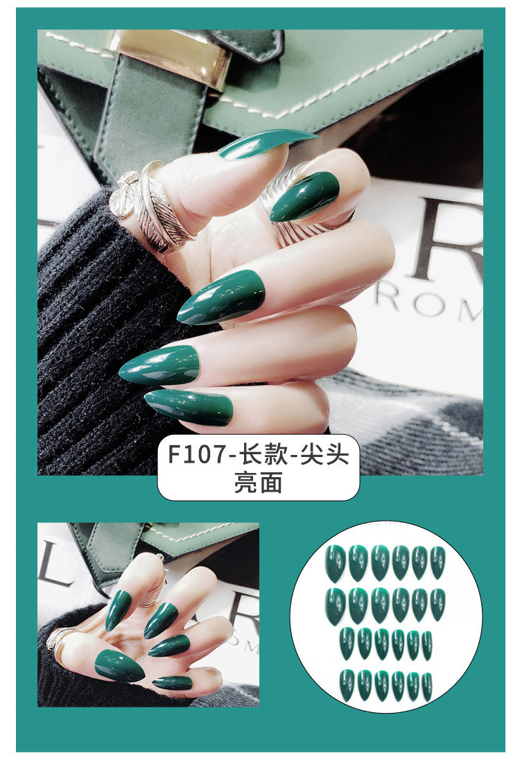 Fashion  nail Internet Celebrity Fake Nail Patch Wear Armor Finished Product Nail Tip Nail Stickers Disassembly Nail Patch Nail Stickers Solid Color Finger