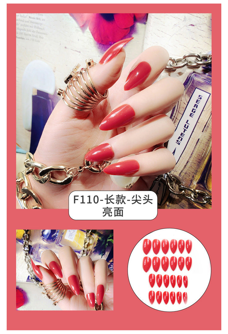 Fashion  nail Internet Celebrity Fake Nail Patch Wear Armor Finished Product Nail Tip Nail Stickers Disassembly Nail Patch Nail Stickers Solid Color Finger