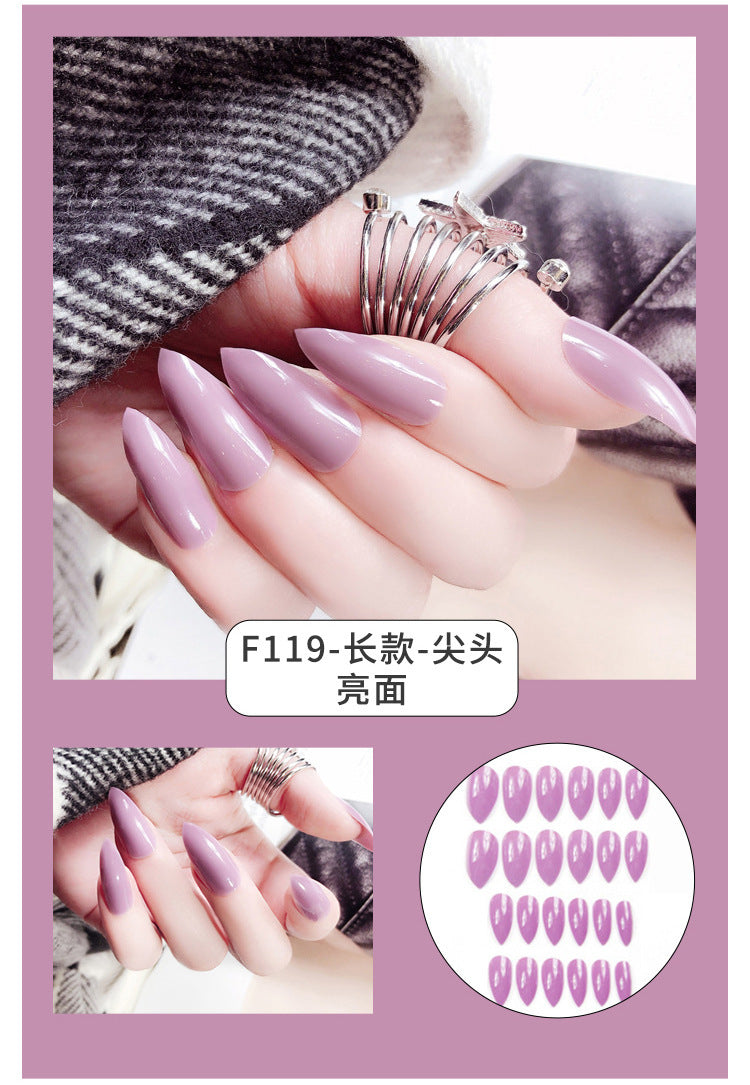Fashion  nail Internet Celebrity Fake Nail Patch Wear Armor Finished Product Nail Tip Nail Stickers Disassembly Nail Patch Nail Stickers Solid Color Finger
