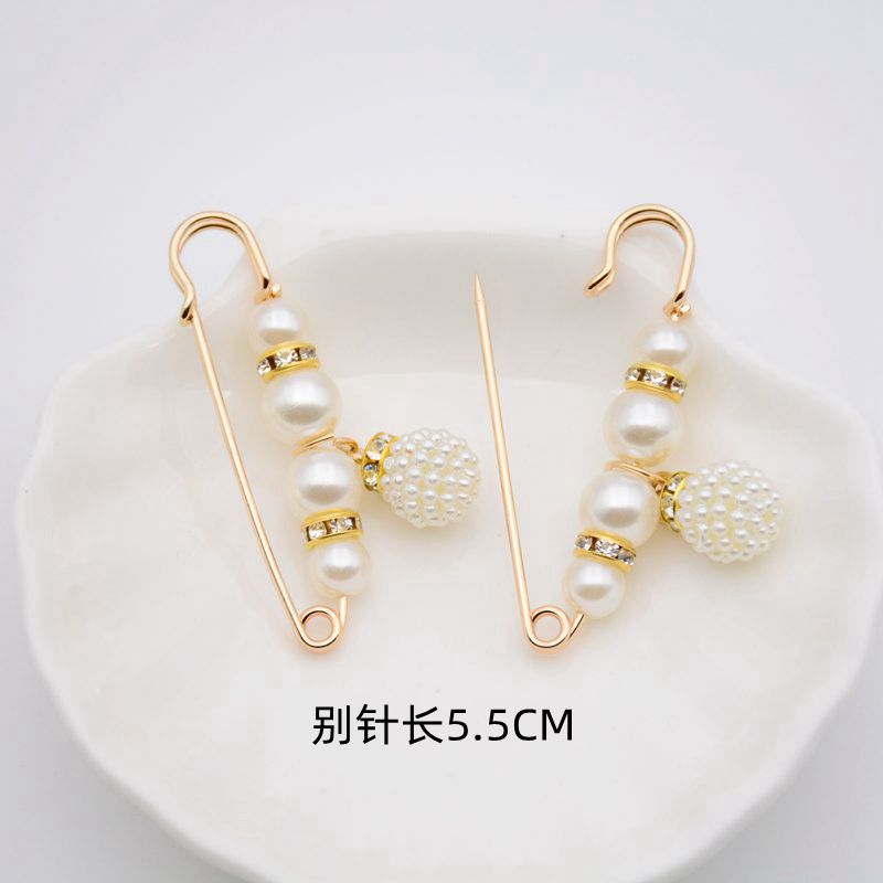 配饰胸针防走光珍珠胸针 女一字高档胸花别针蝴蝶插针丝巾扣 裙口收腰神器