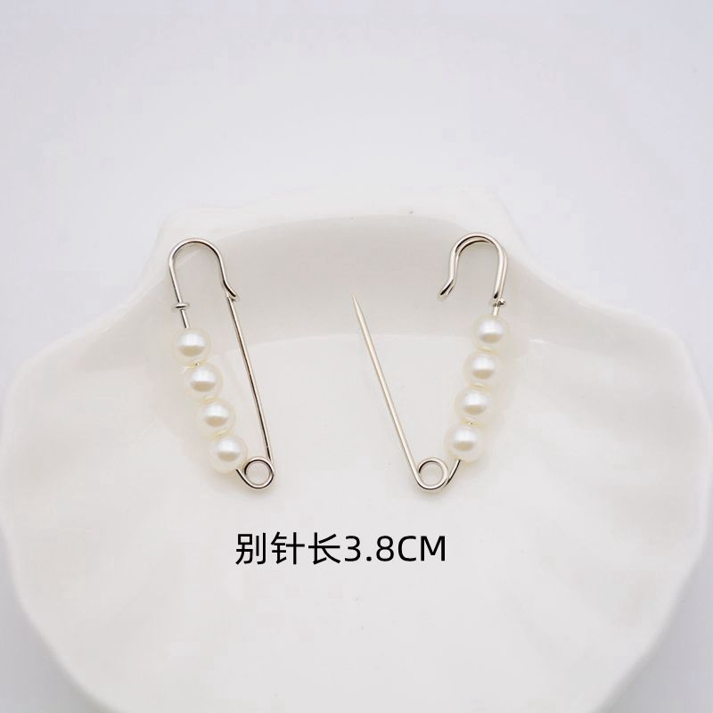 配饰胸针防走光珍珠胸针 女一字高档胸花别针蝴蝶插针丝巾扣 裙口收腰神器
