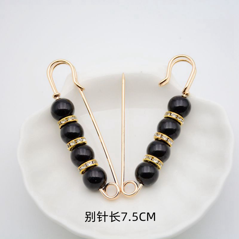 配饰胸针防走光珍珠胸针 女一字高档胸花别针蝴蝶插针丝巾扣 裙口收腰神器