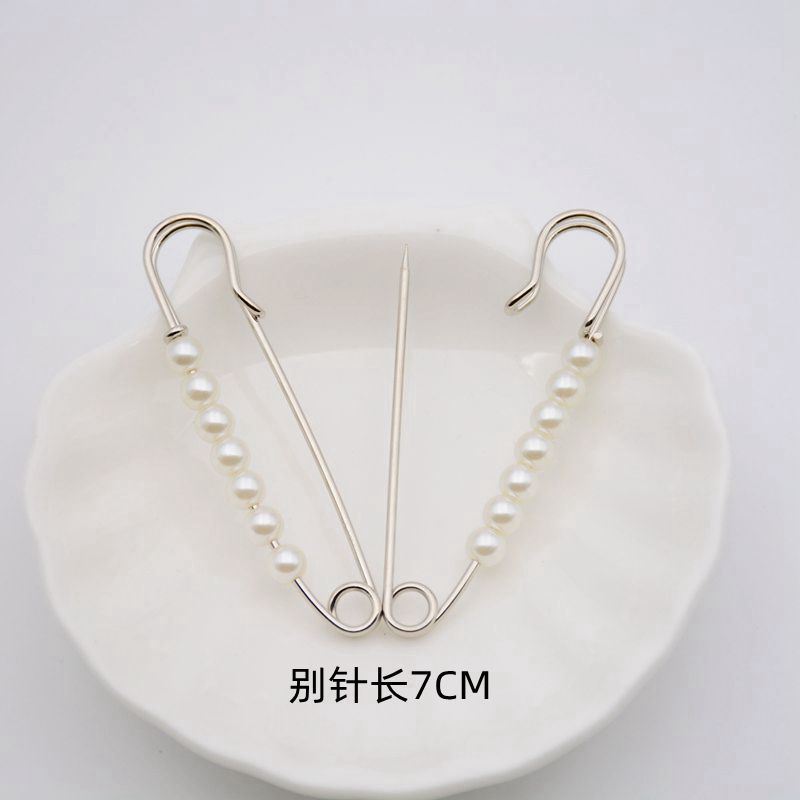 配饰胸针防走光珍珠胸针 女一字高档胸花别针蝴蝶插针丝巾扣 裙口收腰神器