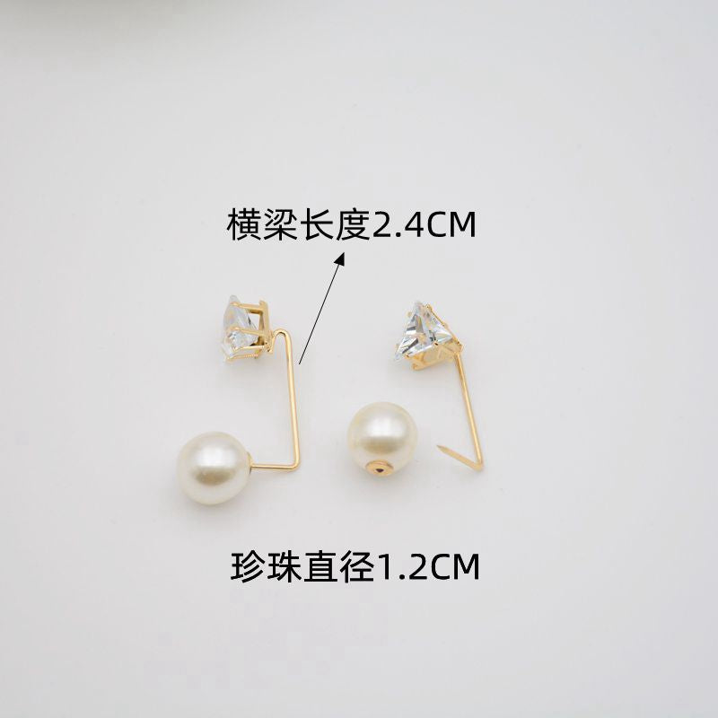 配饰胸针防走光珍珠胸针 女一字高档胸花别针蝴蝶插针丝巾扣 裙口收腰神器