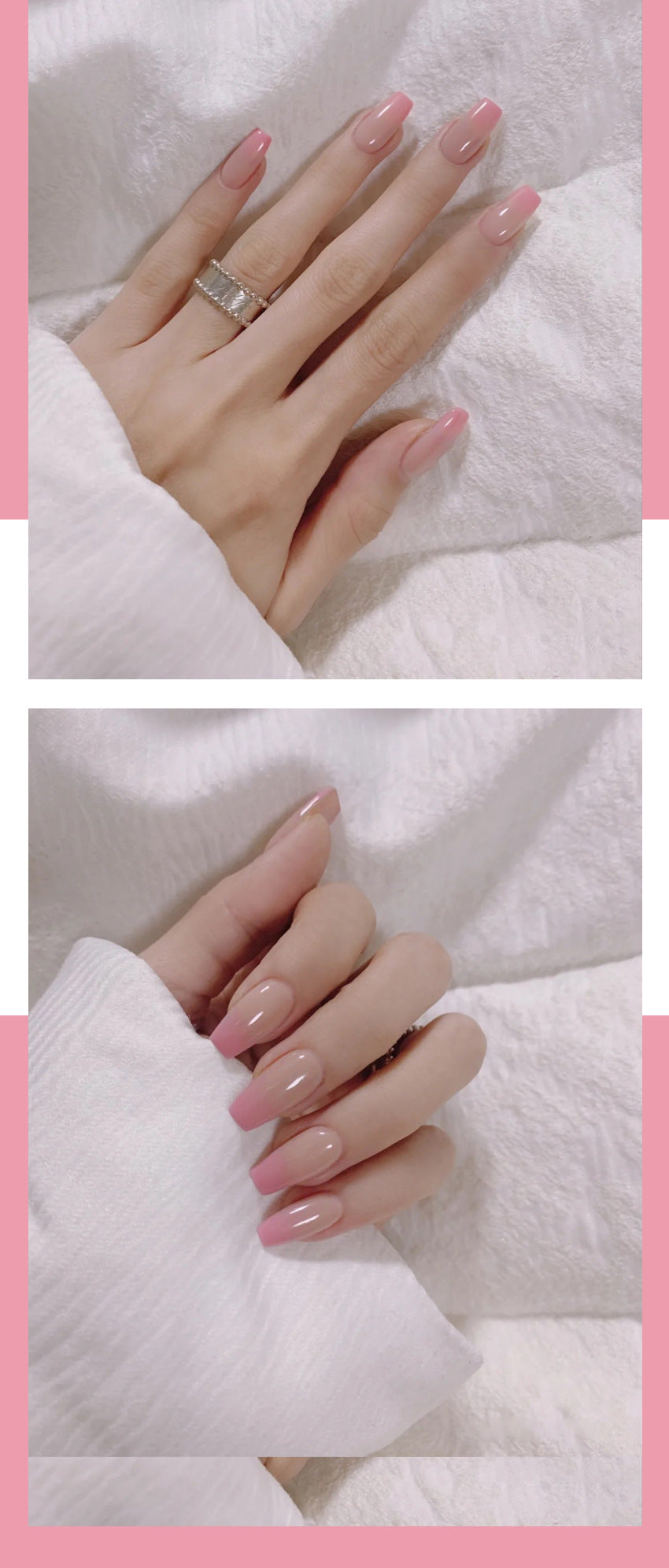 Fashion  nail Tina Manicure Finished Nail Beauty Internet Celebrity Same Ins Gradient Ballet Nail Fake Nails Nail Stickers S88