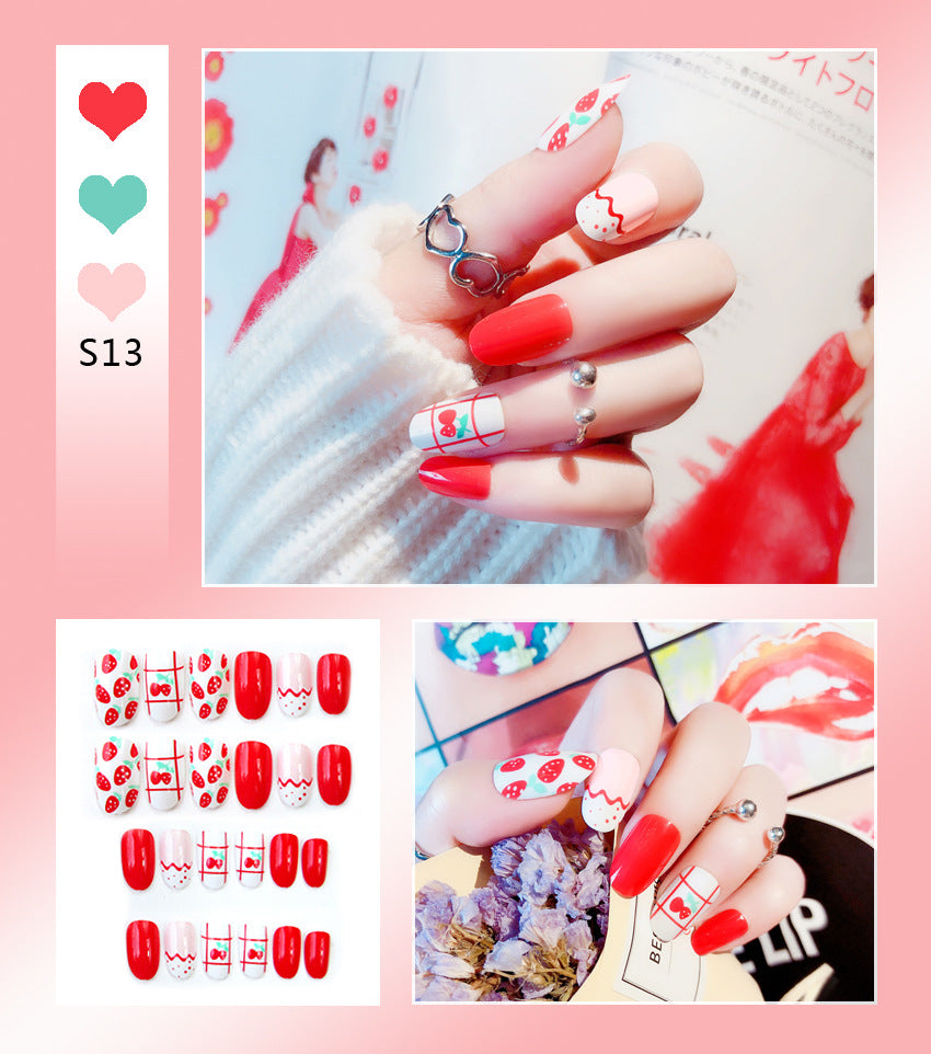 Fashion  nail Tina Finished Nail Beauty Nail Patch 24 Pieces Fake Finger Finished Nail Cute Patch Finished Product Collection