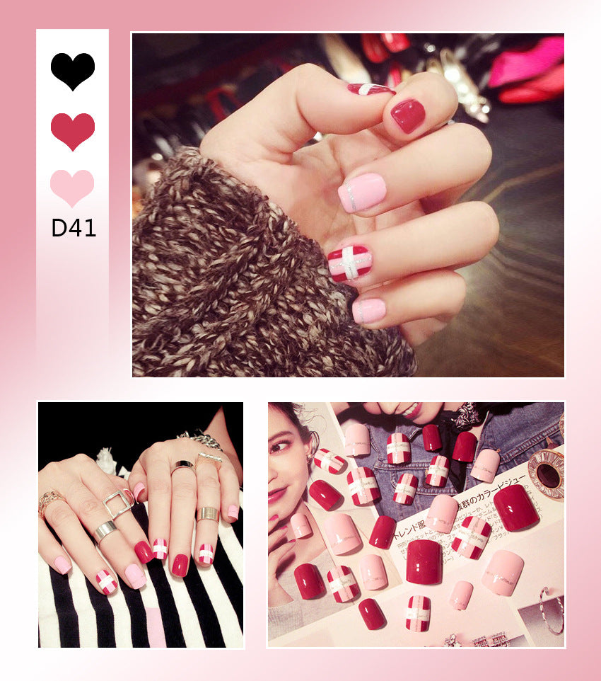 Fashion  nail Tina Finished Nail Beauty Nail Patch 24 Pieces Fake Finger Finished Nail Cute Patch Finished Product Collection