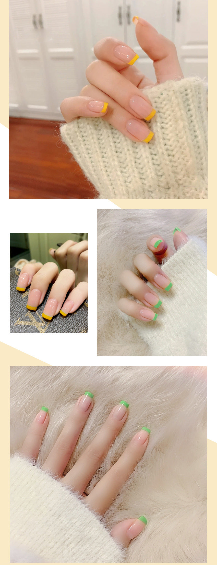 Fashion  nail Tina Manicure Elegant Yellow Edge French Simplicity Wear Nail Finished Patch Fake Nails Nail Patch Nail Tip S89
