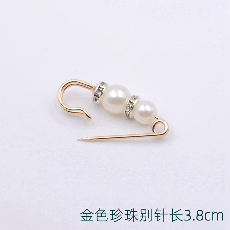 配饰胸针防走光珍珠胸针 女一字高档胸花别针蝴蝶插针丝巾扣 裙口收腰神器