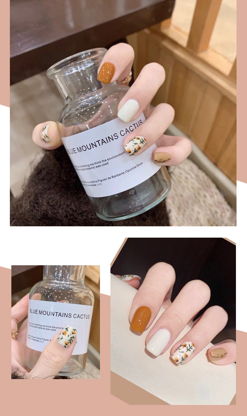 Fashion  nail Manicure European and American Short Wear Manicure Mori Style Lady Popular Fake Nail Tip Finished Product Nail Tip Manicure S95