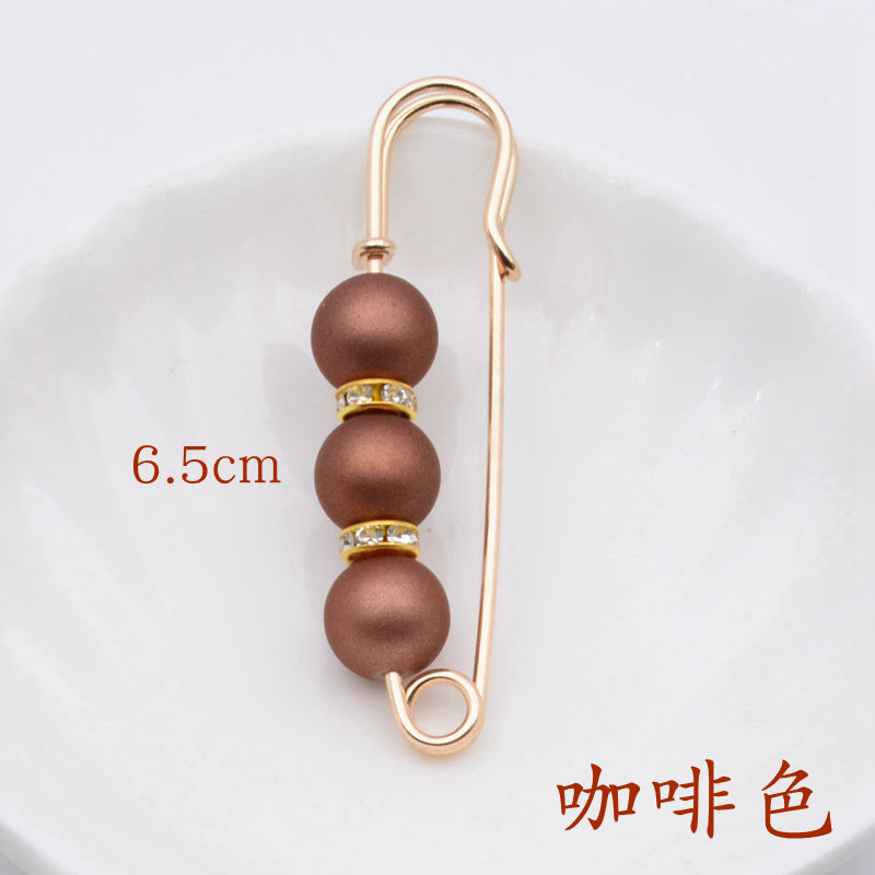 配饰胸针防走光珍珠胸针 女一字高档胸花别针蝴蝶插针丝巾扣 裙口收腰神器