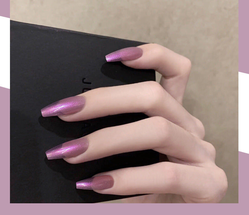 Fashion  nail Tina Manicure Long European and American Ballet Nail Wear Nail Finished Patch Fake Nails Nail Patch Aurora Purple R4