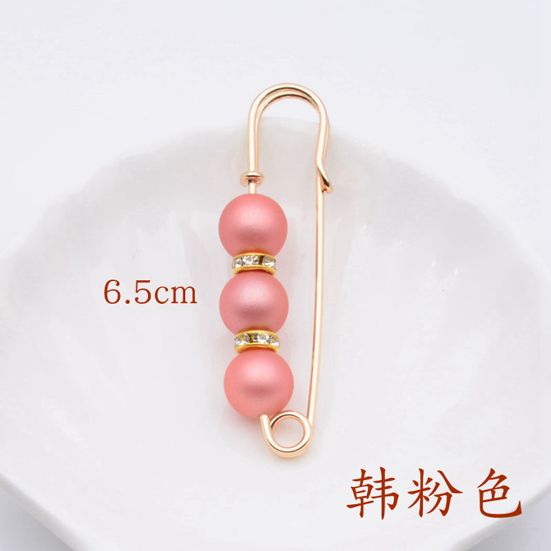配饰胸针防走光珍珠胸针 女一字高档胸花别针蝴蝶插针丝巾扣 裙口收腰神器