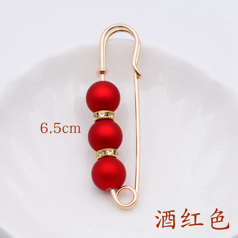 配饰胸针防走光珍珠胸针 女一字高档胸花别针蝴蝶插针丝巾扣 裙口收腰神器