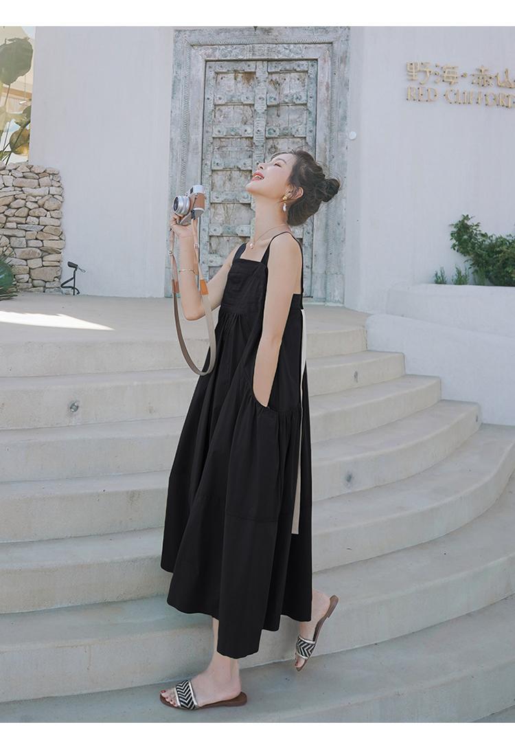 Fashion women's wear Real Shot Design Sense Niche Avocado Green Sling Dress Women's Summer Covering Belly Thin Sanya Vacation Style Dress