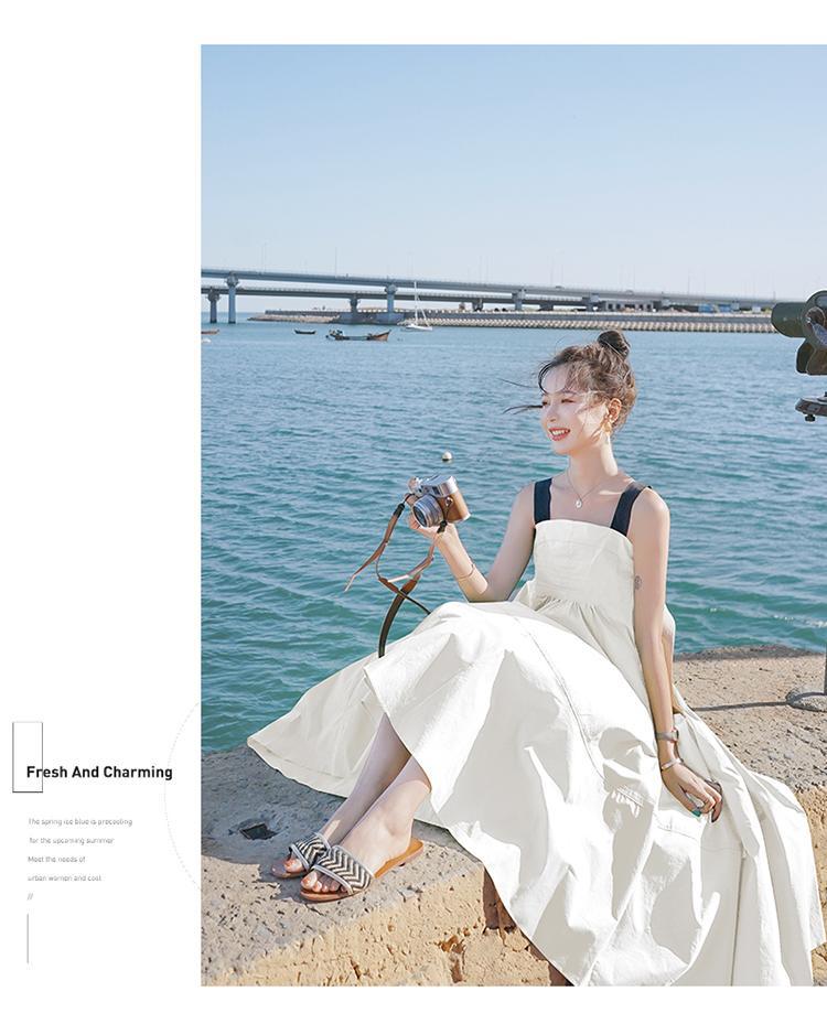 Fashion women's wear Real Shot Design Sense Niche Avocado Green Sling Dress Women's Summer Covering Belly Thin Sanya Vacation Style Dress