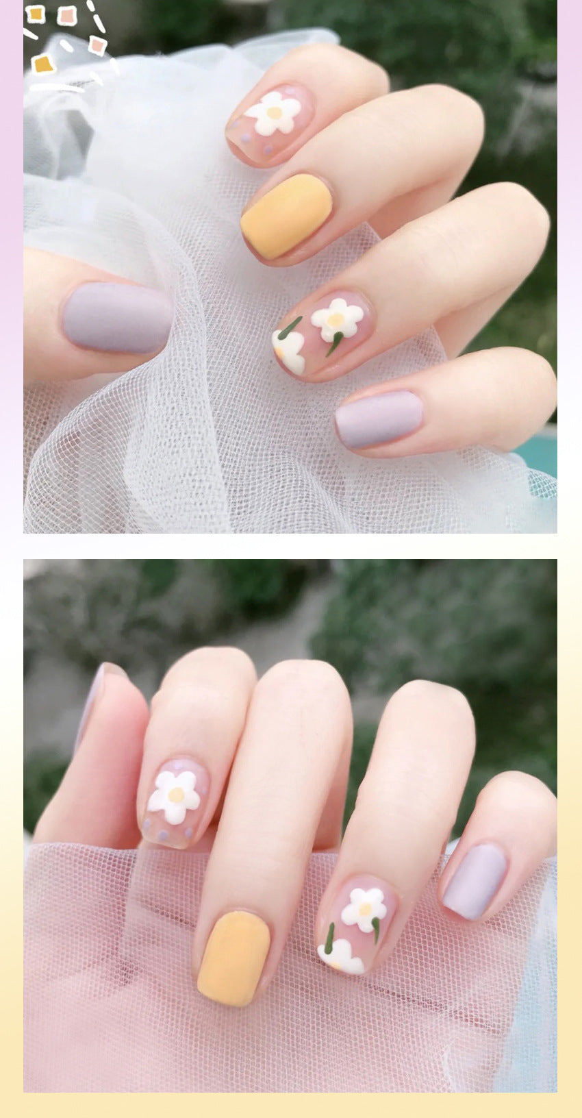 Fashion  nail Manicure Frosted and Matte Small Flower Wear Nail Finished Patch Fake Nails Nail Patch Nail Tip MS-27