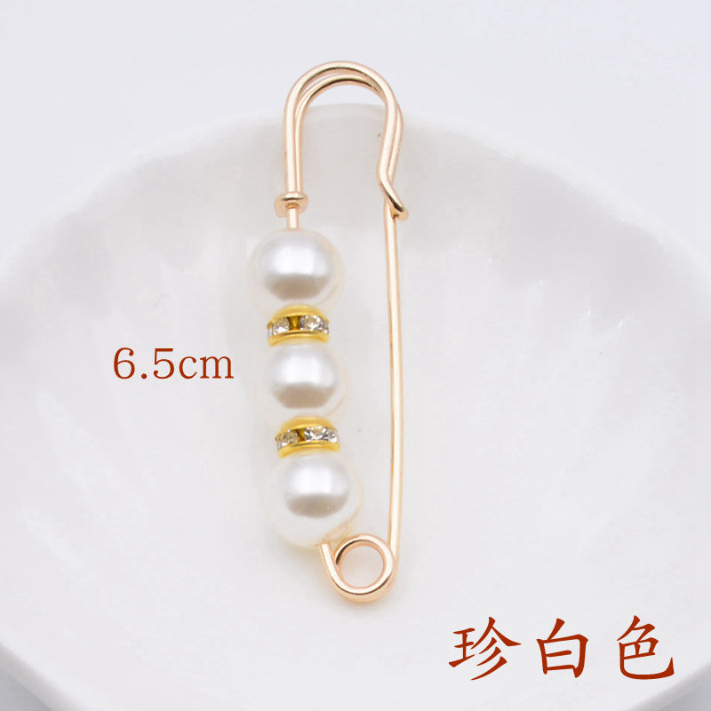 配饰胸针防走光珍珠胸针 女一字高档胸花别针蝴蝶插针丝巾扣 裙口收腰神器