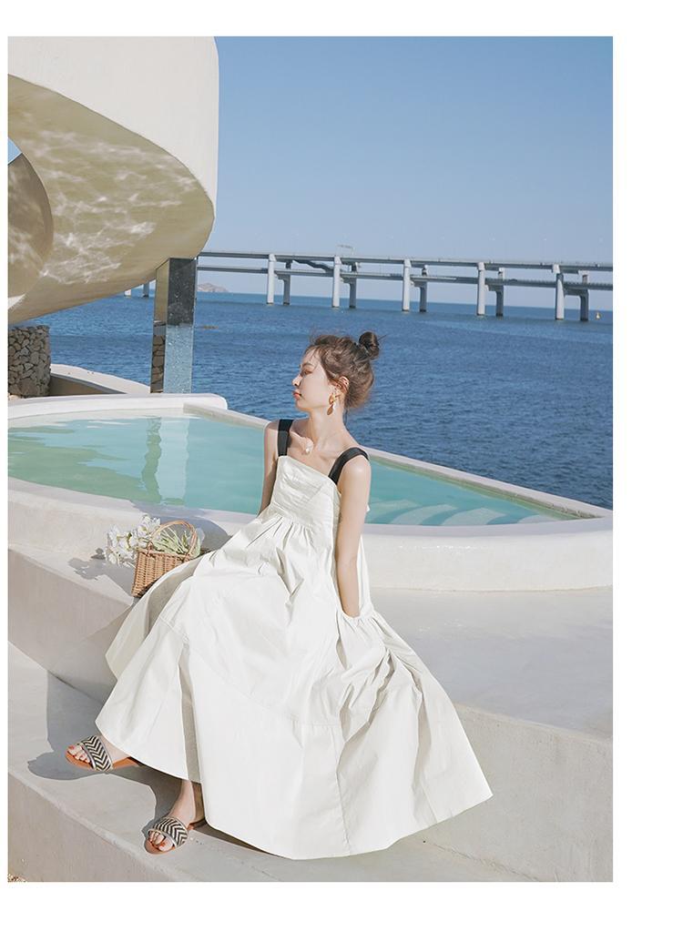 Fashion women's wear Real Shot Design Sense Niche Avocado Green Sling Dress Women's Summer Covering Belly Thin Sanya Vacation Style Dress