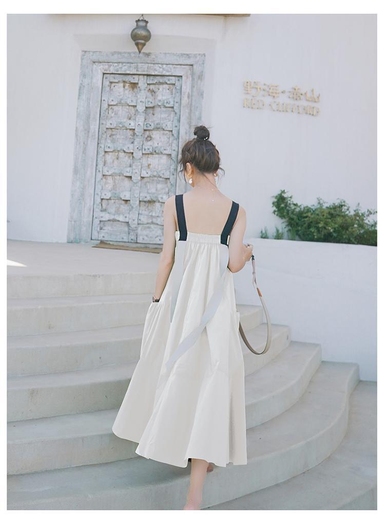 Fashion women's wear Real Shot Design Sense Niche Avocado Green Sling Dress Women's Summer Covering Belly Thin Sanya Vacation Style Dress