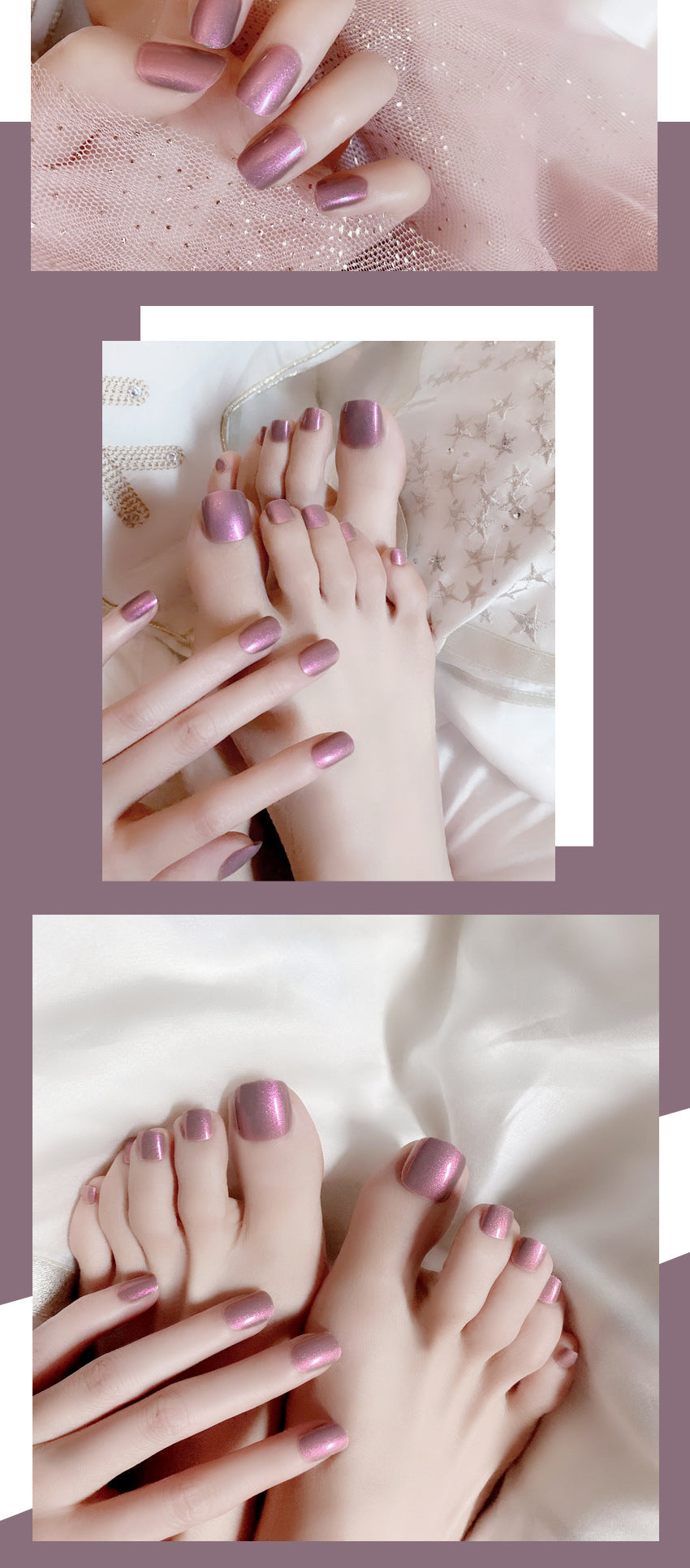Fashion  nail Purple Light Aurora Temperament Mermaid Hand Toenail Wear Nail Finished Product Nail Stickers Fake Nails Nail Patch R1
