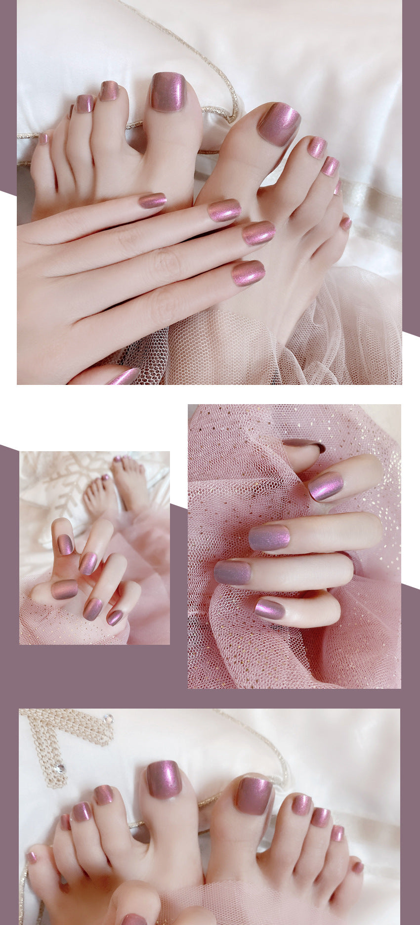 Fashion  nail Purple Light Aurora Temperament Mermaid Hand Toenail Wear Nail Finished Product Nail Stickers Fake Nails Nail Patch R1