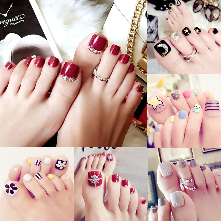 Fashion  nail Fake Nails Finished Nail Beauty Wear Nail Nail Stickers Finger Nail Sticker 24 Patch Pack Nail Shaped Piece J Collection