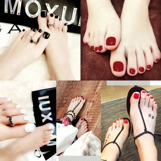 Fashion  nail Tina Finished Nail Beauty Fake Nail Patch Nail Solid Color Toenail Nail Sticker Nail Shaped Piece 24 Pieces F Series