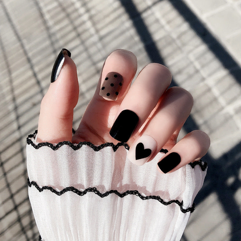 Fashion  nail Finished Nail Beauty Internet Celebrity Same Ins Love Fake Nails Sequins Nail Stickers S64 Wear Nail Patch