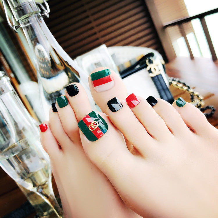 Fashion  nail Finished Nail Beauty Fake Nails Wearable Nail Removable Seaside Toenail Patch Nail Tip Finger Nail Tip J Collection 2