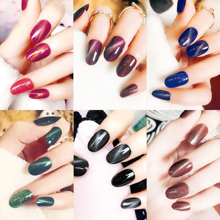 Fashion  nail Tina Finished Nail Beauty Fake Nails Nail Patch Popular Cat Eye Nail Stickers UV Nail L Cat Eye Nail Stickers