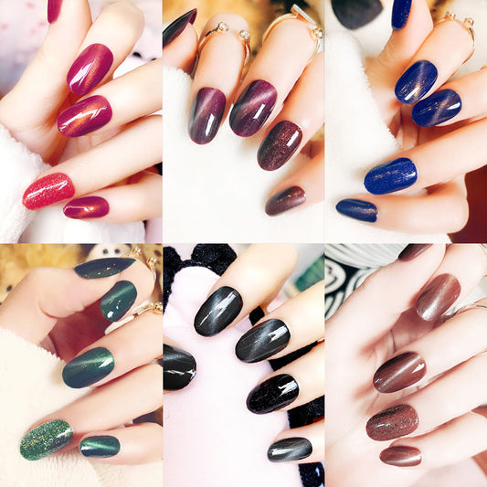 Fashion  nail Tina Finished Nail Beauty Fake Nails Nail Patch Popular Cat Eye Nail Stickers UV Nail L Cat Eye Nail Stickers