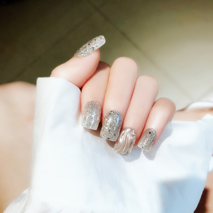 Fashion  nail Tina Finished Nail Beauty Internet Celebrity Same Wave Nail Finished Sequins Water Ripple Nail Stickers UV Nail L68