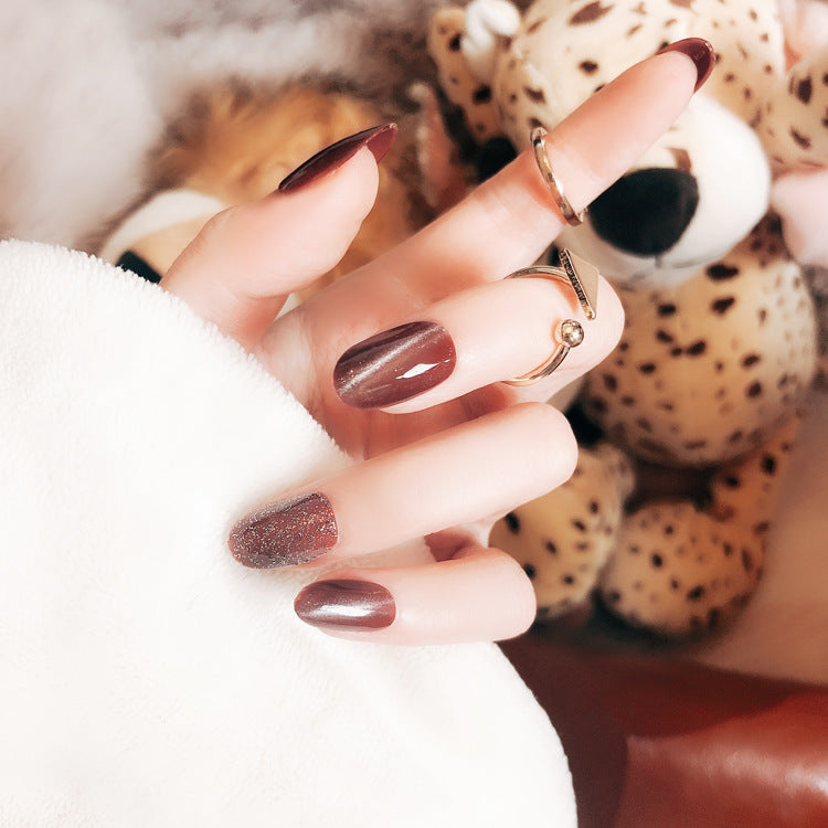 Fashion  nail Tina Finished Nail Beauty Fake Nails Nail Patch Popular Cat Eye Nail Stickers UV Nail L Cat Eye Nail Stickers