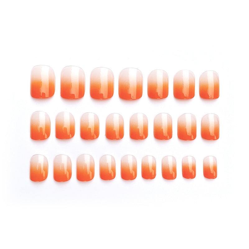 Fashion  nail Manicure Finished Nail Beauty Internet Celebrity Same Ins Gradient Orange Fake Nails Nail Stickers S91