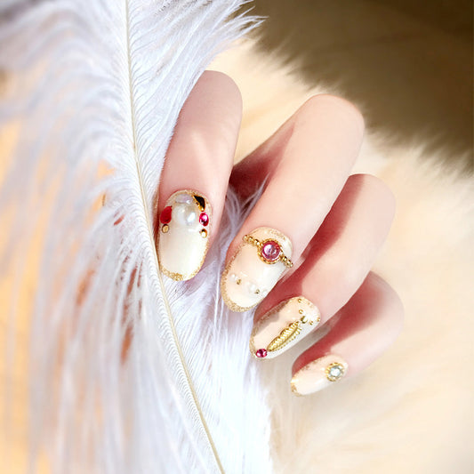 Fashion  nail Finished Manicure 24 PCs Boxed Fake Nails Wholesale Feather Bride Nail Stickers L35 UV Nail