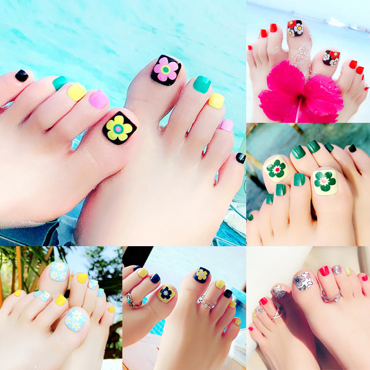 Fashion  nail Finished Nail Beauty Fake Nails Wearable Nail Removable Seaside Toenail Patch Nail Tip Finger Nail Tip J Collection 2