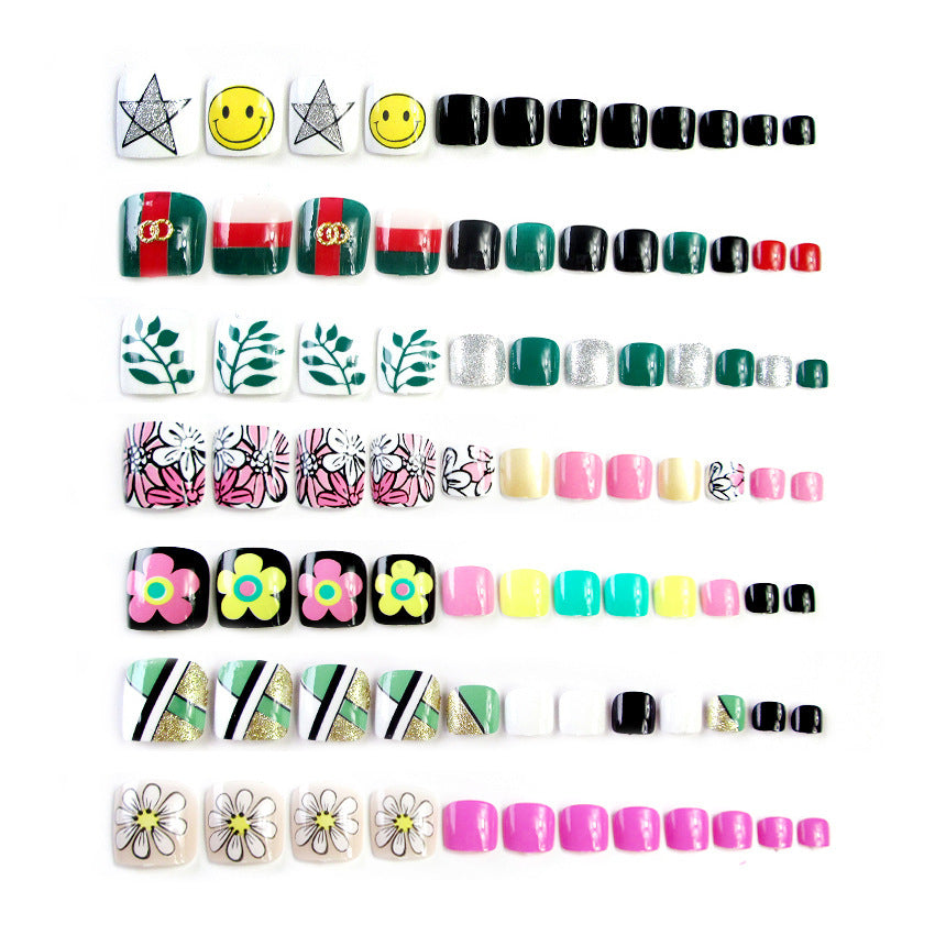 Fashion  nail Finished Nail Beauty Fake Nails Wearable Nail Removable Seaside Toenail Patch Nail Tip Finger Nail Tip J Collection 2