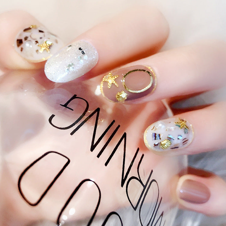 Fashion  nail Finished Nail Beauty Internet Celebrity Same Wear Armor Shell Fake Nails Sequins Nail Stickers UV Nail L65
