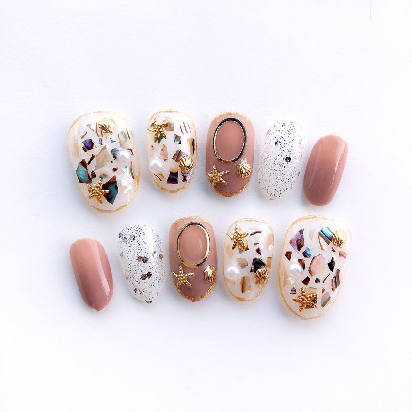 Fashion  nail Finished Nail Beauty Internet Celebrity Same Wear Armor Shell Fake Nails Sequins Nail Stickers UV Nail L65